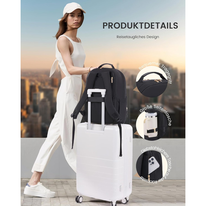 LOVEVOOK Рюкзак для ноутбука, чорний, 15.6 дюймів: водонепроникний, для роботи, навчання, подорожей