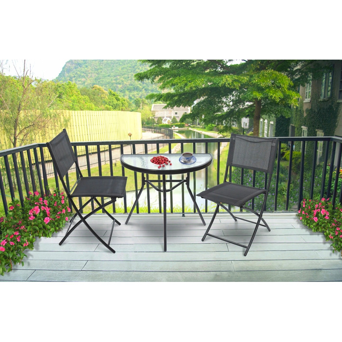 Комплект садових меблів Jumi Premium, метал, чорний, 3 предмети