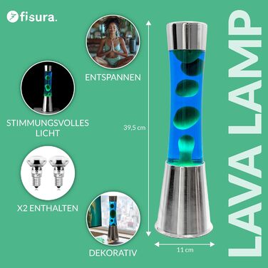 Лава лампа FISURA червоно-фіолетова з металевим підсвічником, з лампочкою, 11x11x39,5 см
