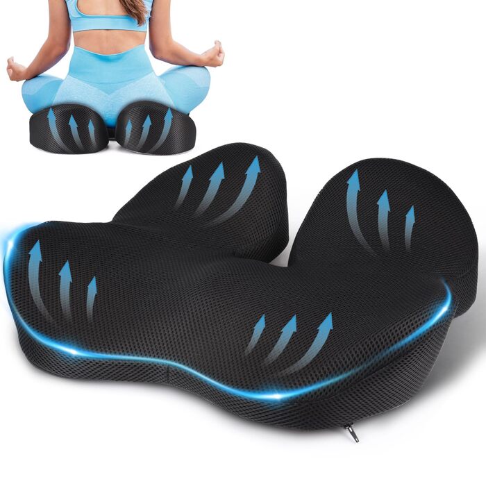 Ортопедична подушка-кіль для копчика, розвантажувальна подушка на сидіння для авто, офісного стільця, дивана та візка (Чорна)