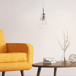 Підвісний світильник Lightbox 1 полум'я - підвісний світильник у декоративному скляному дизайні - підвісний світильник можна вкоротити по висоті - скло/метал хром - діаметр 16 см