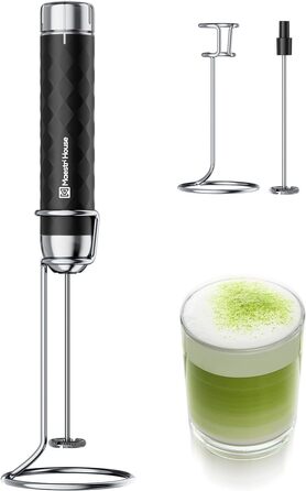 Електричний пінний вершковий вінчик Maestri House LunaFro 2.0, бездротовий, з регулюванням швидкості, чорний