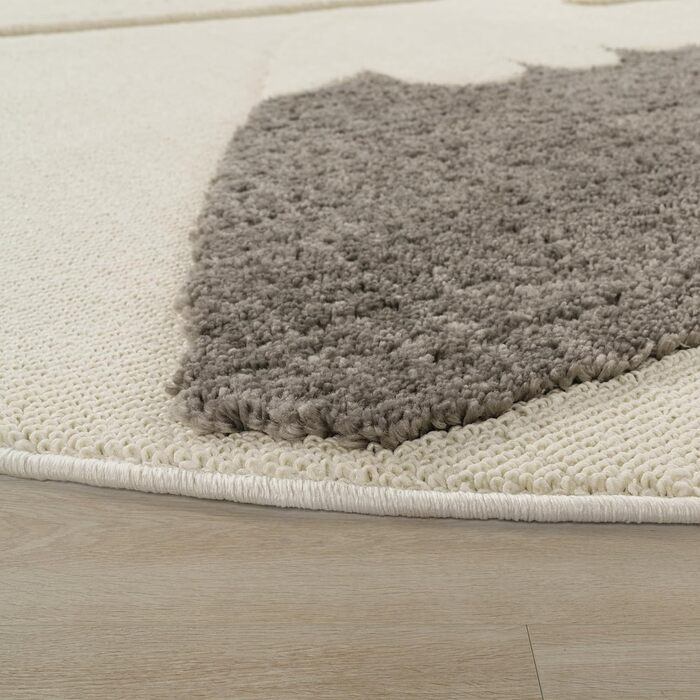 Домашній килим Paco Дитяча кімната Дитячий килим Ігровий килимок Повзаючий килим Мотив короткого ворсу Сонце 3D ефект М'який сучасний декор, Розмір Колір (160 см Круглий, Кремовий 2)