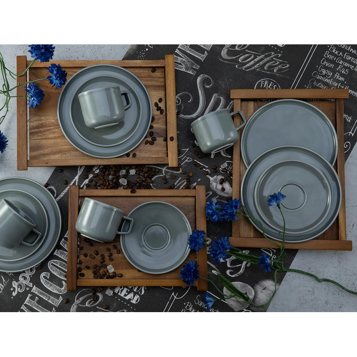 Набір посуду Chef Collection Комбінований набір із 30 предметів (кавовий набір із 18 предметів, сірий), 16738