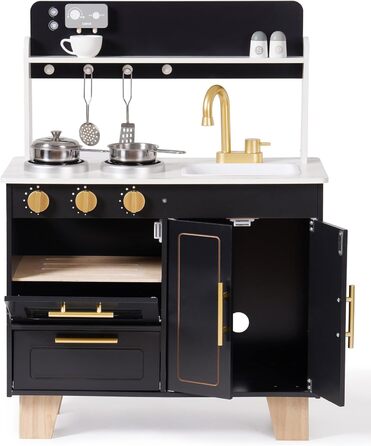 Дерев'яна дитяча кухня ROBUD з аксесуарами, сучасний стиль мармур, реалістичний дизайн, подарунок для дітей від 3 років