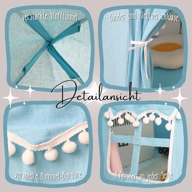 Дитячий намет LIONHERZ® DAS ORIGINAL: Принцесин замок з бавовни та льону | З фібергласовими стержнями та сумкою | Стабільний намет-тіпі для дівчаток (без аксесуарів)