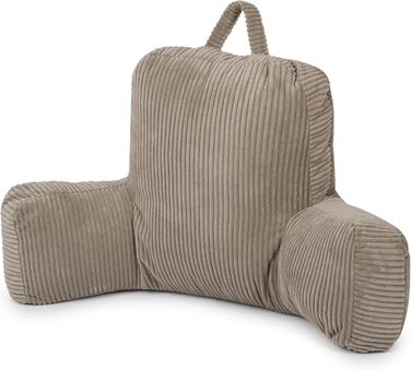 Підголовник Flumi з підлокітниками для читання, перегляду телевізора та відпочинку, подушка для ліжка та дивана з пральною наволочкою, наповнювач Foam, спинка з ручкою для перенесення (Кord, Бежевий)