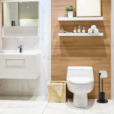 Туалетний набір Relaxdays, вертикальний тримач для туалетного паперу, йоржик для унітазу з тримачем для йоржика, ВxГ 53 x 20,5 см, чорний