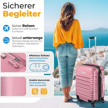 Набір валіз KESSER® 3шт. з жорстким корпусом: велика, середня, маленька. Рожевий колір. Валіза-тролі, валіза-чемодан, валіза на колесах з замком, ABS-пластик, телескопічна ручка, вага в комплекті.