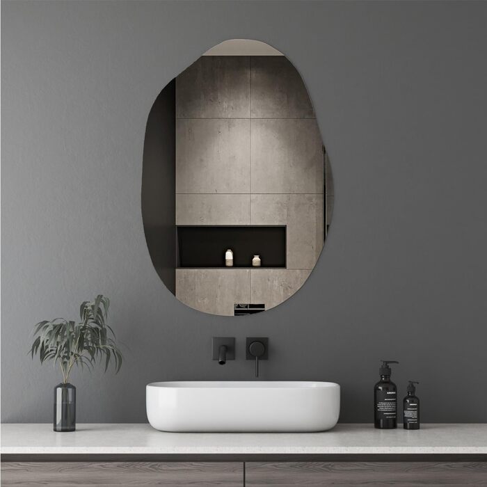 Дзеркало для ванної кімнати Boromal, чорне, 55x80 см, вертикальне/горизонтальне, для ванної, вітальні, гостьового WC