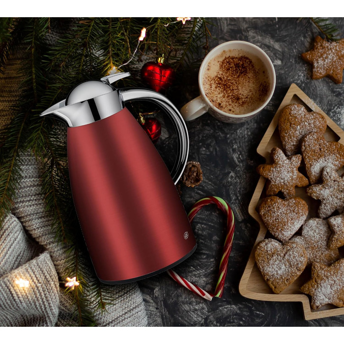 alfi SIGNO 1.0л термокружка з нержавіючої сталі, срібляста сатинова, з термоізоляцією, з скляною колбою, з кришкою-поворотом, зручна в використанні