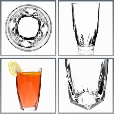 Стакани для пиття KADAX, набір з 6 шт. , прозорі стакани для води з армованим дном, товстостінні стакани для соку, келихи з рифленою поверхнею, поїлки