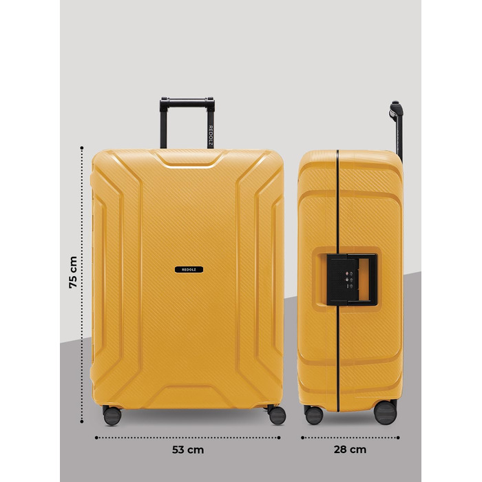 Набір валіз REDOLZ Hartschalen 3-х частинний з поліпропілену | TSA-замок, 4 колеса, система 3-х точок | для жінок та чоловіків (Dark Yellow, L (75 см))