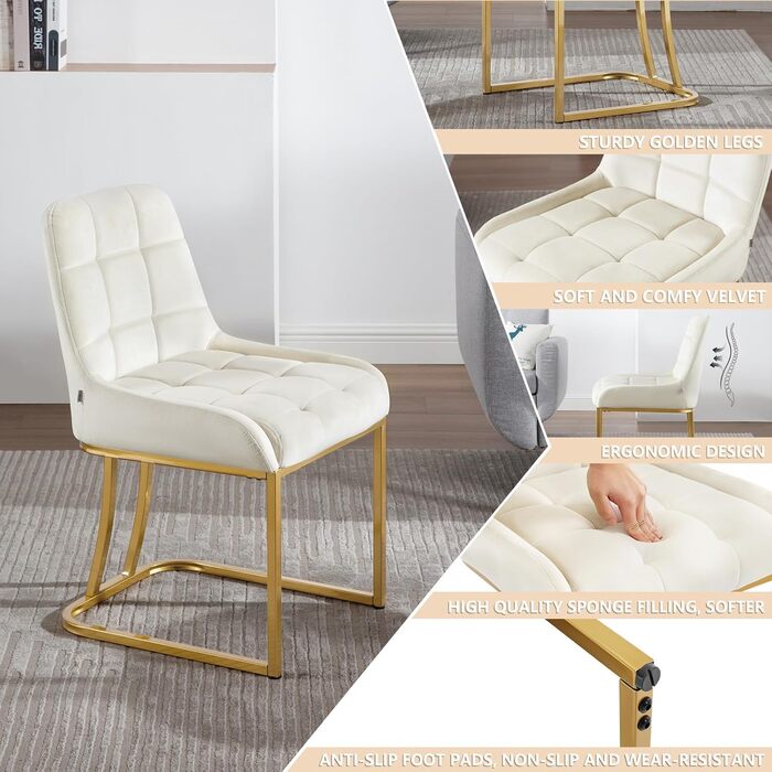 Крісла для їдальні WOLTU, кухонні крісла з велюру, 6 шт. в наборі, металеве гнуте каркас, м'яке сидіння та спинка