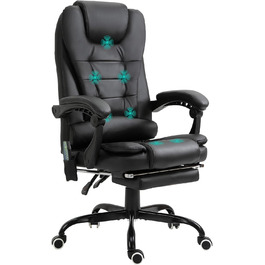 Крісло офісне Vinsetto з масажем, ергономічне, регульоване, чорне