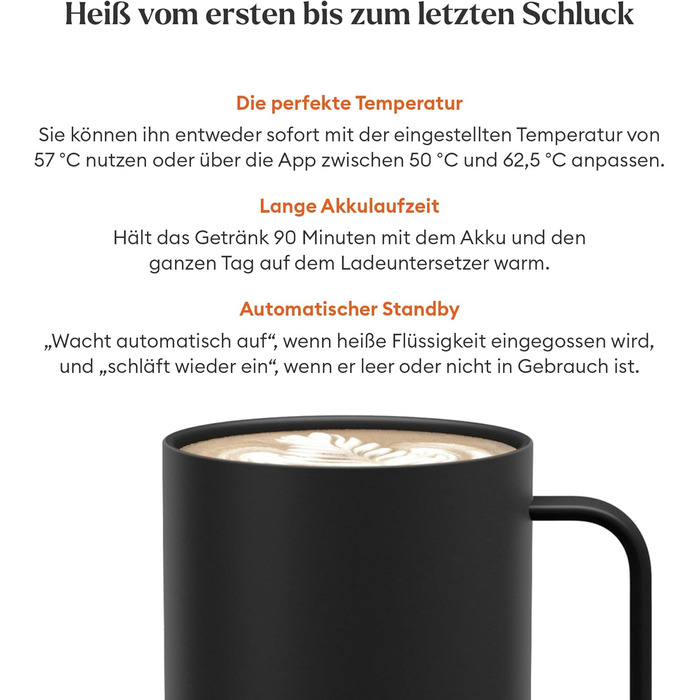 Розумний термокружка Ember Smart Mug 2, 295 мл, чорний: регулювання температури через додаток, LED дисплей, акумулятор, покращений дизайн