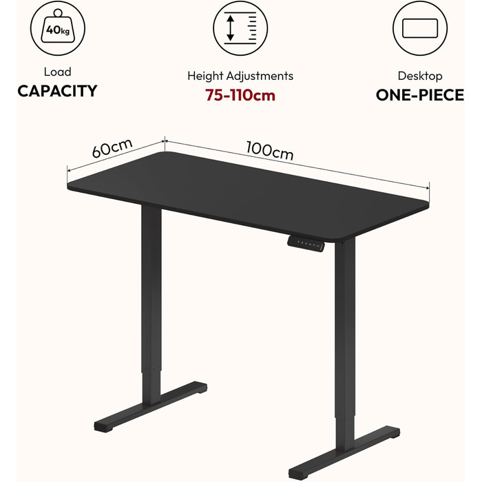 Регульований стіл Sanodesk 110x60 см з суцільною стільницею – компактний стоячий стіл, ергономічний та стильний, білий