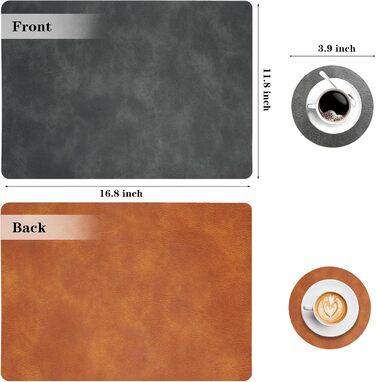 Набори серветок Pixieora: миючі, з підставки для тарілок, штучна шкіра, двосторонні, протиковзні, 6 шт. (сірий, коричневий)