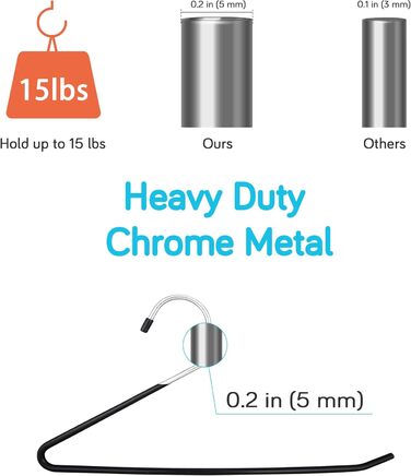 IPOW 24 шт. міцні вішалки для одягу з відкритим кінцем, металеві, для джинсів, економія місця, антикорозійні, з гумовим покриттям, легко ковзають