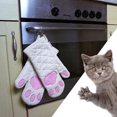 Рукавички для випічки кішок, забавні подарунки для жінок, любителів кішок, забавні рукавички для випічки кішок, жароміцні кухонні гаджети, Декоративні рукавиці для духовки (2)