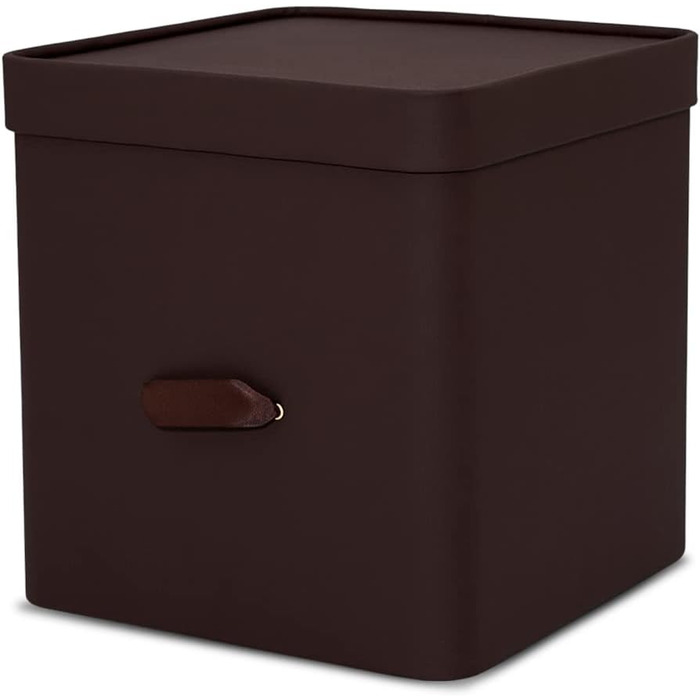 Коробки - Вставки Kalllax з екошкіри Rompicato з кришкою для зберігання одягу - Ящик для зберігання - Органайзер місця на відкритих полицях 30х30х30см Куб L (Коричневий)
