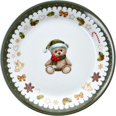 MamboCat Friend - 18-ти частинний чайний сервіс для 6 осіб | Керамічний сервіс з ведмедиком, будиночком з імбирного пряника та іншими новорічними мотивами | Тріо з чашками, блюдцями та тарілками | Ідеальний для святкування Різдва