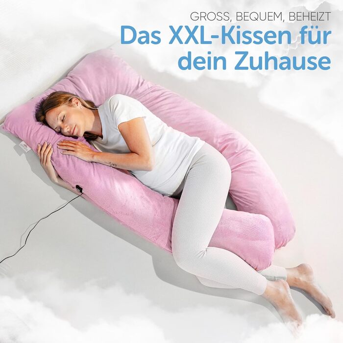 Подушка для сну на боці Lotus [З підігрівом] XXL, подушка комфорту, вагітність, подушка для годування, для кращого та здоровішого сну | (Еріка-фіолетовий)