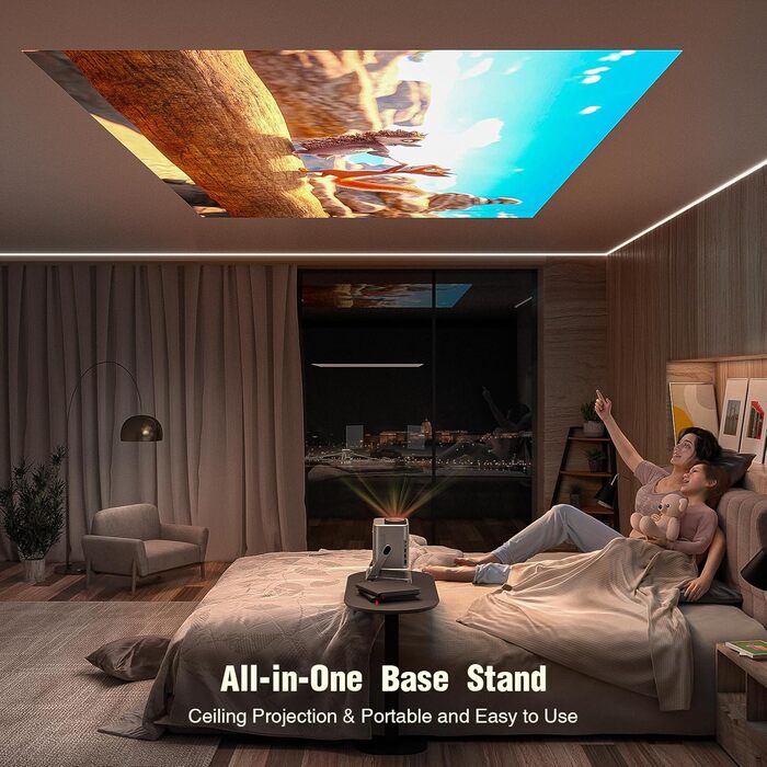 Smart Beamer 28000 Lumen: 4K проєктор з автофокусом, Dolby Audio, WiFi6, Bluetooth, підтримкою 1080P для дому та вулиці