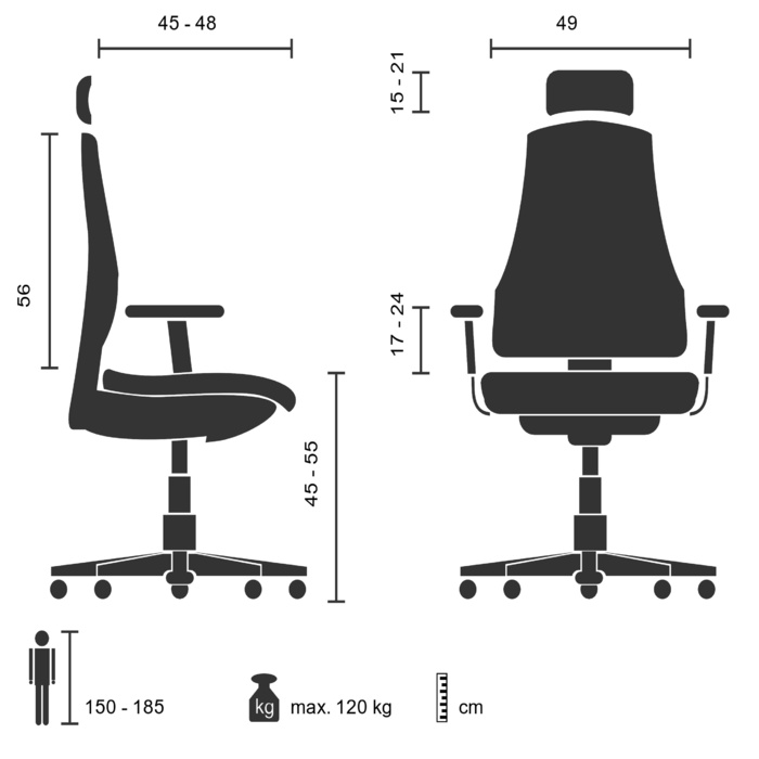 Офісне крісло / поворотне крісло ERGO LINE II PRO Шкіра Чорний HJH OFFICE