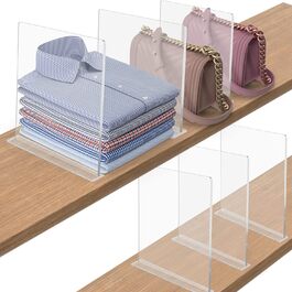 Акрилові роздільники для шухляд FNG8 (6 шт.) - Вертикальний органайзер для дому, магазину та офісу - Прозорі роздільники для одягу, взуття та книг