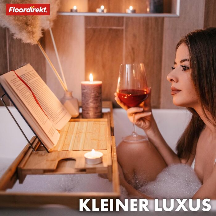 Підставка для ванни з бамбука Floordirekt, регульована, з полицею для книг, висувна, Oklahoma