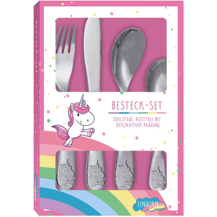 Дитячий столовий набір Kinderbesteck з єдинорогом та індивідуальною гравіюванням імені