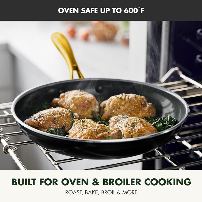 GreenPan Swift сковорода з кришкою, 30,5 см, антипригарне покриття Ceramic, важке алюміній, ручка з нержавіючої сталі, без PFAS, придатна для миття в посудомийній машині та духовці