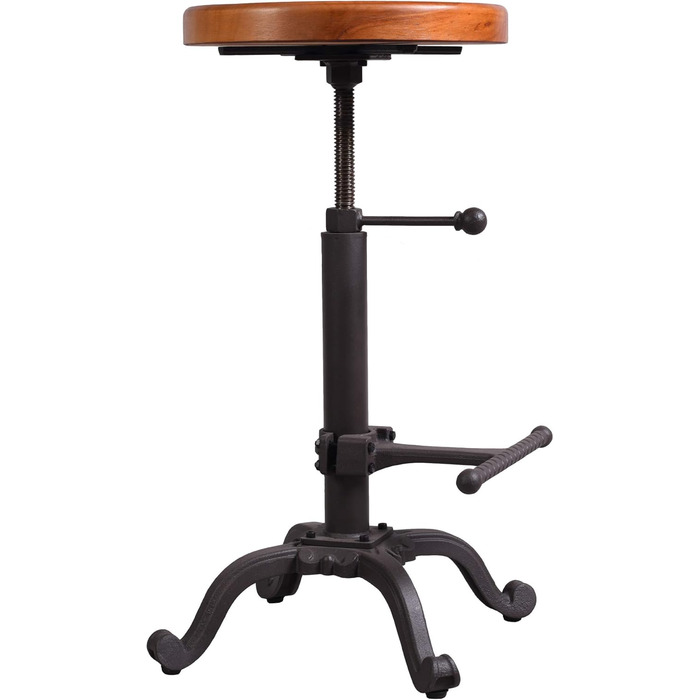 Стілець-табурет Topower Industrie Retro Vintage з дерева, стилі фермерський, регульована висота, чорний