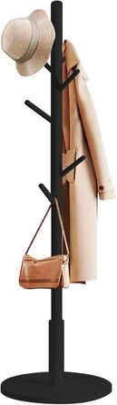 Дерев'яний вішак для одягу Edihome з 8 гачками, 172 x 38 x 38 см, для передпокою, коридору або спальні (Чорний)