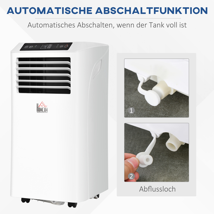 Мобільний кондиціонер 3-в-1 з пультом дистанційного керування, 9K BTU, таймером на 24 години, ABS-пластиком, білий