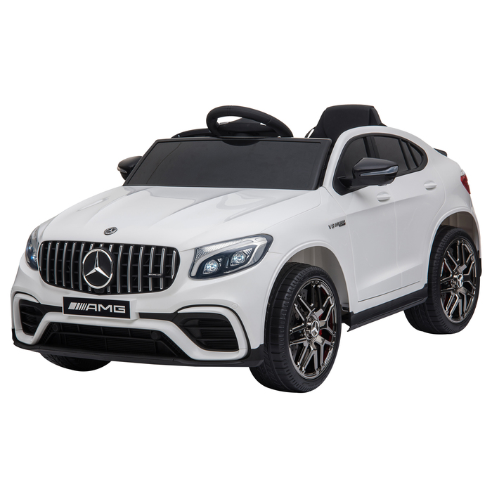 Дитячий електромобіль HOMCOM Mercedes-Benz AMG GLC63S COUPE, ліцензована модель, 12V, з пультом дистанційного керування, ременем безпеки, 2 x 35W двигуни, MP337-60, білий, розміри: 115 x 70 x 55 см. (Для дітей віком 6-12 років)