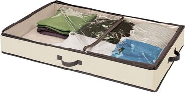 Комод під ліжком mDesign-ящик для ліжка з прозорою кришкою для одягу аксесуарів, постільної білизни і багато чого іншого-Сортувальник білизни для зберігання під ліжком без пилу - / прозорий (кремово-Коричневий / еспресо-коричневий)