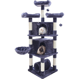 Котяче дерево Cat Tree з 3 платформами, Smoke Grey EMPJ030G, 164