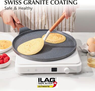 Сковорода SENSARTE 26 см з антипригарним покриттям, для млинців, омлетів, з гранітним покриттям, сумісна з індукцією, без PFOA