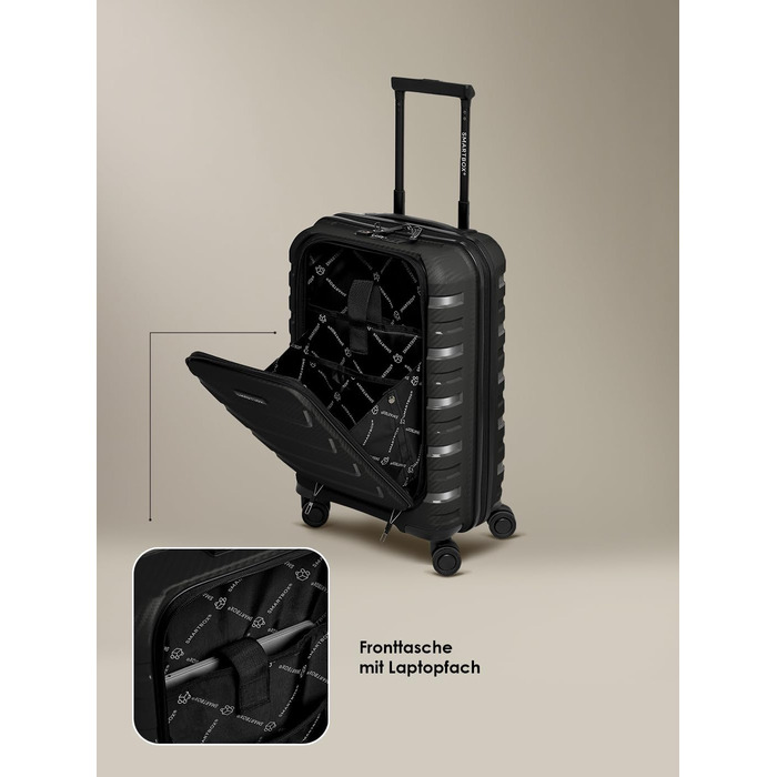 Набір валіз Smartbox Hartschalen Edition 01: 3 валізи, розширюються, з TSA-замком та відділенням для ноутбука (Чорний)