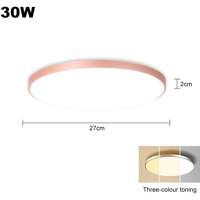 Стельовий світлодіодний світильник Mengjay, з регулюванням яскравості, 3000K6000K, ультратонкий, круглий, 30 Вт, рожевий