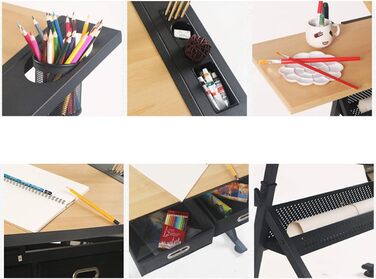 Дерев'яний дитячий стіл DREAMADE з регулюванням висоти та нахилу, з ящиками та табуретом - ідеальний для школи та офісу