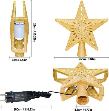 Золота ялинкова зірка з проектором (LED)