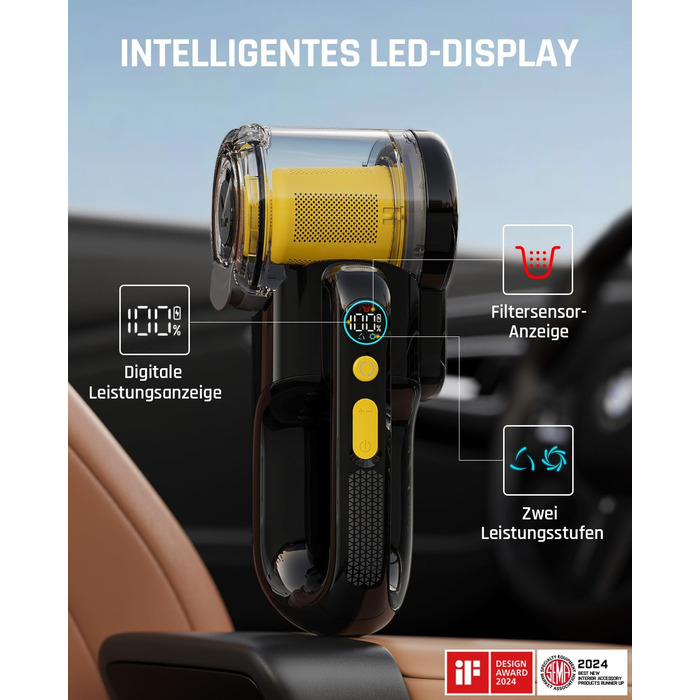 Акумуляторний ручний пилосос Fanttik Fold V10 APEX Pivot для авто та дому, потужність 17 000 Па, LED-дисплей, з гнучким шлангом та щіткою для шерсті тварин