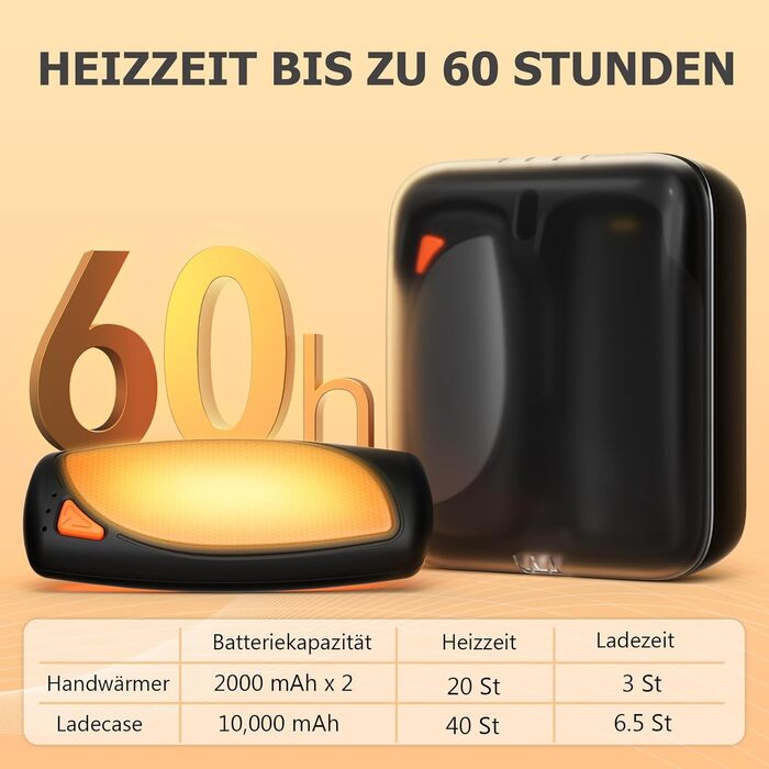 Електричні грілки для рук COTOP, набір 2 шт. з зарядним кейсом 14000 mAh, 3 режими нагріву до 56°C, для катання на лижах, кемпінгу, чорного кольору