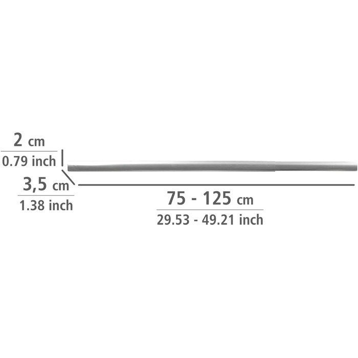 Телескопічний карниз для душових штор WENKO Era White, висувний карниз з нержавіючого алюмінію, для кріплення всіх душових шторок, в т.ч. кріплення без свердління, 75-125 x 2 x 3,5 см (75-125 x 2 x 3,5 см, хром/прозорий)