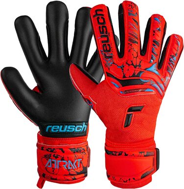 Молодіжні воротарські рукавички Reusch унісекс Attrakt Evolution Finger Support Junior з хорошим захопленням і внутрішнім швом (4.5, червоний / синій / чорний)