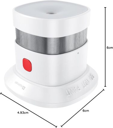 Датчик диму Heiman Mini з фотоелектричним сенсором, сертифікація TÜV, CE, UKCA, DBI, 8dB, 10 років роботи від батареї, дизайн Red Dot Award