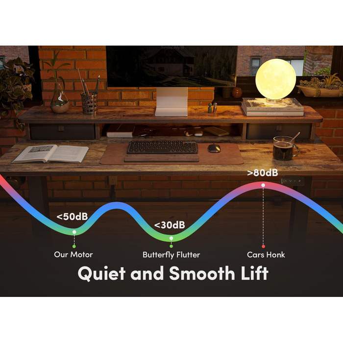 FEZIBO Регульований за висотою електричний стоячий стіл з подвійним ящиком, 120 x 60 см, офісний стіл для дому, стіл-трансформер, комп'ютерний стіл, коричневий 120 × 60 см, коричневий